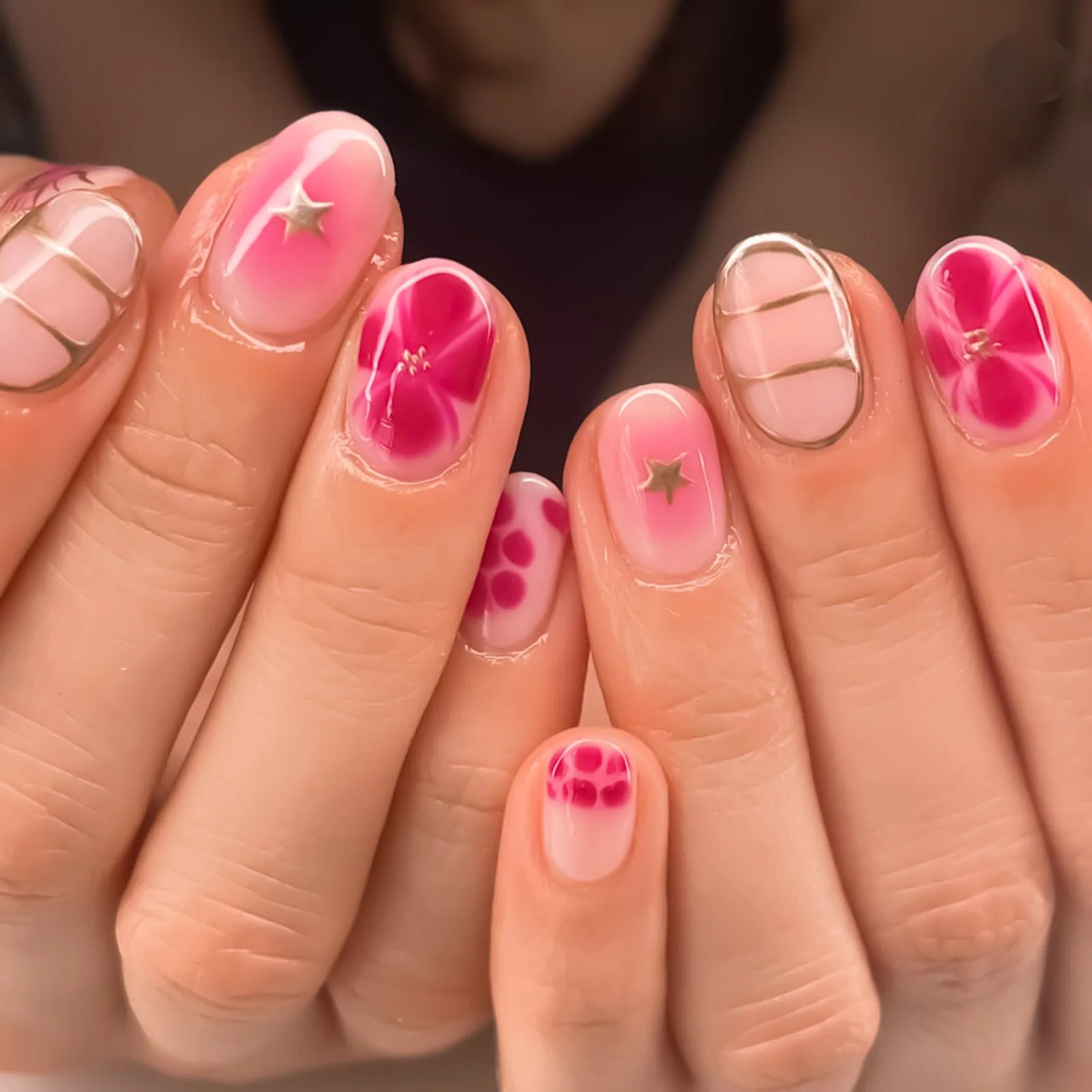 Coquette — French tip floral press-on nails